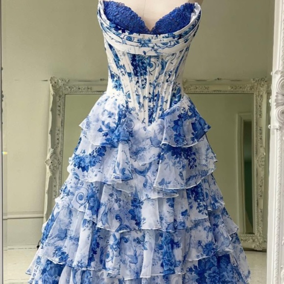 SHERRI HILL PEEKABOO CORSET RUFFLE 57250 - Picture 2 of 4